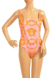 Versace Women's Pink & Gold Barocco One Piece Swimsuit Versace sz 4 US L IT 44