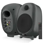 Pyle HiFi Full Range Stereo 60W MAX Bluetooth Bookshelf Speakers 9H 6.1L 6.1W