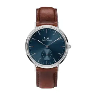 【Daniel Wellington】DW CLASSIC MULTI EYE 40mm 小三針極光藍棕色皮革錶(兩色任選)