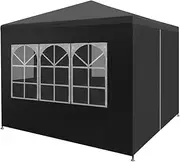 [vidaXL] Anthracite Party Tent - UV and Water Resistant Polyethylene Marquee with Rust-Resistant Steel Frame, Easy Assembly, 3x3m Size