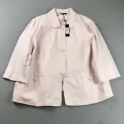 Talbots Jacket Womens 24W Pink Button Up 3/4 Sleeves Coat NWT