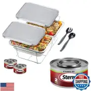 Sterno Chafing Dish Buffet Set with Lids, 2 Ethanol Fuel Cans, 1 Wire Rack wi