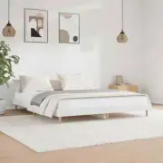 King Size Wooden Bed Frame Modern Engineered Wood Mattress Base Platform White