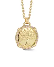 Chloe and Madison Plated CZ Tree of Life Medallion Necklace