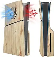 for PS5 Slim Disc/Digital Edition Faceplate Replacement Cover Plates, Custom Wood-Grain Pattern Skin Case ABS Side Shell for PS5-Slim Console (Disc Edition, with Cooling Vents)