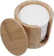 LALADEFIEE 1Set Reusable Bamboo Fiber Makeup Remover Pads Facial Cleaning Puff with Bamboo Loops Storage Bag Box for Daily Use