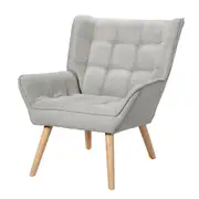 Modern Scandinavian Style Armchair Grey Linen