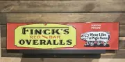 Fink's Red Bar Overalls Metal Tin Tacker