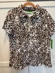 NWT Allyson Whitmore Golf Wildlife print s/s Pullover sz XL cotton/spandex