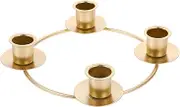 Christmas Advent Wreath Ring, Metal Advent Ring Candle Holder Rustic Wrought Iron Candlesticks Stand for Table Centerpiece Xmas Party Decoration Golden