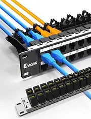 Enmane 1U 48 Port Patch Panel RJ45 Passthrough Patch Panel Cat6 Keystone Patch Panel UTP Network Patch Panel with Smart Cable Management(No Cable Tie Required) for 19inch Rackmount