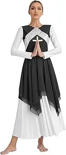 [Jugaoge] Womens Sleeveless Lyrical Praise Dance Dress Overlays Liturgiacal Dancewear Worship Dance Garments
