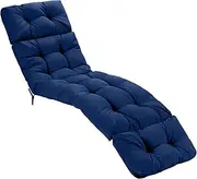 Giantex 186cm x 56cm Patio Lounge Chair Cushion, Non-Slip High Back Chair Cushion with 4 String Ties, Waterproof & Sun Protection, Thickened Recliner Cushion (Chair Excluded) (Navy Blue)