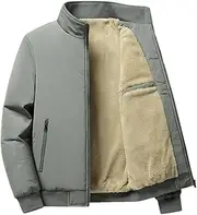[Generic] Men's Business Casual Solid Color Thick Fleece Jacket Solid Color Casual Loose Warm Simple Jacket