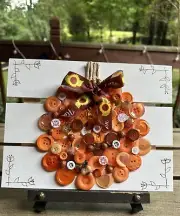 Mixed Media Button Pumpkin Halloween Fall Pumpkin OOAK