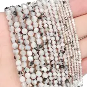 AAA 3mm Faceted Natural Blackpoint moonston Gemstone Beads Faceted Round 15 inch