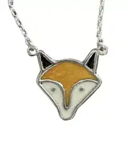 Fox .925 Silver Enamel Necklace