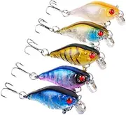 LLEIIshen 5pcs/lot Mixed Colors Minnow Fishing Lure Set Top Water Wobbler Artificial Hard Bait Crankbait with Treble Hooks Tackle Swimbait/1827