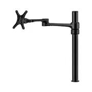 ATDEC Single Monitor Swing Arm on Post. Max load: 8kg (Flat), 5.5kg (curved). Up to 32" screens. VESA 100x100. Black AF-AT-B