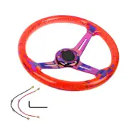 6-Holes 350mm Deep Dish VIP Red Crystal Bubble Neo Chrome Spoke Steering Wheel (for: Mazda)