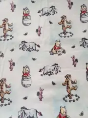 Pooh & Friends White Flannelette Cotton Fitted Cot Sheet Handmade