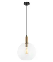 PATERA Interior Glass with Extended Bronze Highlight Pendant Light- Clear