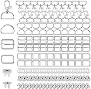 Cimeton 100Pcs Purse Hardware Buckles Set Keychain Hooks Bulk with D Rings Rectangle Rings Metal Slide Buckle and Snap Button for Handbag Purse, Strap, Backpack DIY Craft Accessories (Silver), Silver, Multiple
