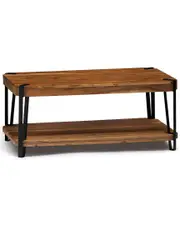 Alaterre Ryegate Natural Live Edge Solid Wood with Metal Large Coffee Table