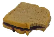 Display Fake Food Prop Whole Wheat Grape Jelly Sandwich With Bite