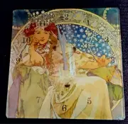 Alphonse Muncha Princess Hyancinth Art Nouveau Acrylic Clock