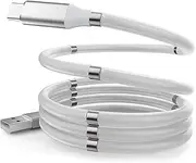 New Magnetic Charging Cable, USB-Type C, Self Winding New Technology, Very Organized, Fashionable Fast Charging Cable (Type-C, White)