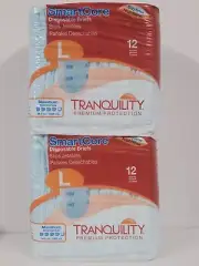 2 x 12 Pack of Tranquility SmartCore Disposable Briefs Large Adult Diaper