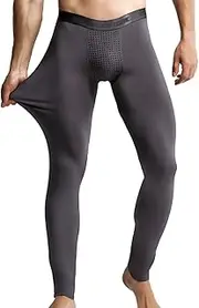 [Ouruikia] Men's Thermal Underwear Thermal Bottoms Magnetic Thermal Pants Modal Base Layer Bottoms Long Johns Pants