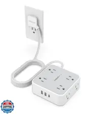 Power Strip Surge Protector 10 Ft Cord, 8 AC Outlets, 3 USB Charger(1 USB C P