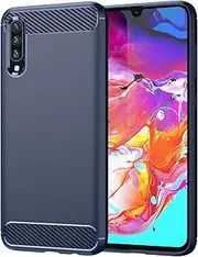 [EUAGVQY] for Samsung A70 Galaxy A70 Case Carbon Fiber Soft TPU Anti-Slip Durable Lightweight Protective Phone Cover for Samsung Galaxy A70（Blue）