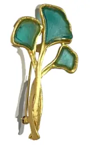 MICHAEL VINCENT MICHAUD ACQUA GLASS GINKGO BROOCH 7001