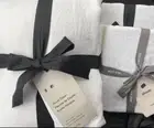 NEW West Elm Belgian Flax Linen Full Queen Duvet & 2 Euro Shams In White
