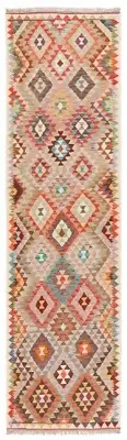 Kilim Afghan handwoven oriental carpet 311 x 83 cm-runner, kilim, carpet, rug