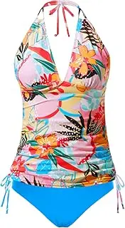 [Talisea] Tummy Control Tankini Swimsuits for Women Halter Swimsuits with Bikini Bottom Two Piece Bathing Suits