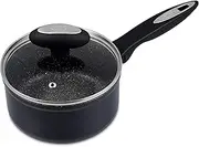 Zyliss Ultimate Non-Stick Saucepan with Lid 16cm/1.5L | Forged Aluminium | Rockpearl Plus Non-Stick Technology | Oven Safe up to 180°C | Tempered Glass Lid | 10-Year Non-Stick Guarantee | Black