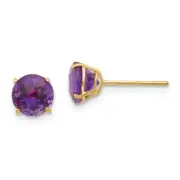 14k 14kt Yellow Gold Madi K Round Amethyst 6mm Post Earrings