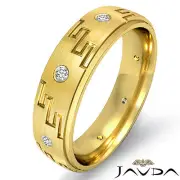 Round Diamond Mens Eternity Wedding Band Step Edge Ring 14k Yellow Gold 0.10Ctw