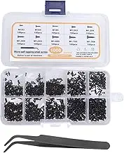 1000Pcs Mini Screw kit, Self Tapping Small Screws Assortment M1 M1.2 M1.4 M1.7 Pan Head Tweezers for Watch Glasses Clocks Toys Storage Box