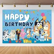 Bluey Dog Backdrop,Bluey Dog Themes Party Background Photo Booth Banner Large Fabric Artistic Birthday Party Supplies for Girls,Boys,Teens Birthday Party Decorations