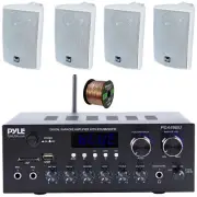 Pyle PDA69BU Bluetooth MP3/SD Home Audio Receiver, 4x 4" 200W Max 3-Way Speakers