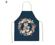 Cooking Bib with Strap Oil-Proof Flax Cartoon Fox Pattern Printed Kitchen Apr...