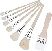 7 PCS Assorted Size Paint Brush Gilding Brush Gold Leaf Goat Hair Duster Flat Hake Brush Sweep Mops for Watercolor, Wash, Ceramic Pottery Painting, Metallic Foil Flakes Art Crafts Supplies