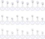 [Tvalccoy] 16g Clear Piercing Jewelry/Clear Piercing Retainer/Lip Rings/Clear Studs for Ears/Clear Lip Piercing/Clear Cartilage Earrings/Plastic Retainers for Piercings/Clear Piercing