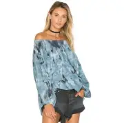 One Teaspoon Womens Blue Tie Dye Off Shoulder Moon Ridge Surgar Top Size S New