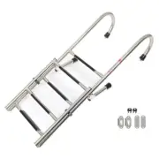 5 Step Stainless Steel Folding Ladder Telescoping 400 lb. Limit
